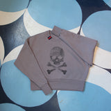 drop shoulder pullover | skull and crossbones | shiitake