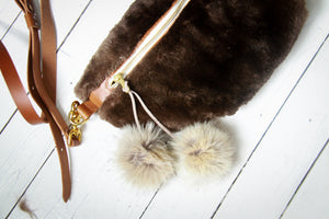 wayne sling bag | brown sheared beaver