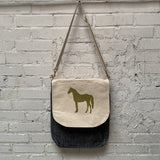 large crossbody | denim | horse