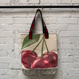 lenny tote | ticking | cherry