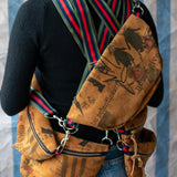 graffiti suede sling bag