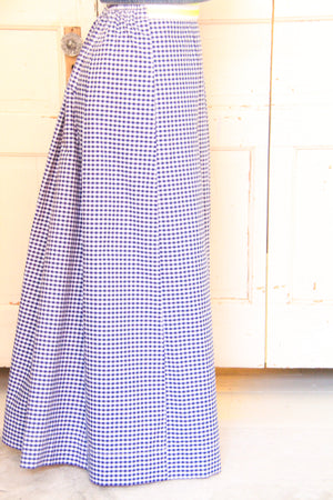 field skirt | navy gingham