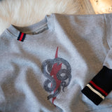 drop shoulder pullover | snake bolt | heather grey